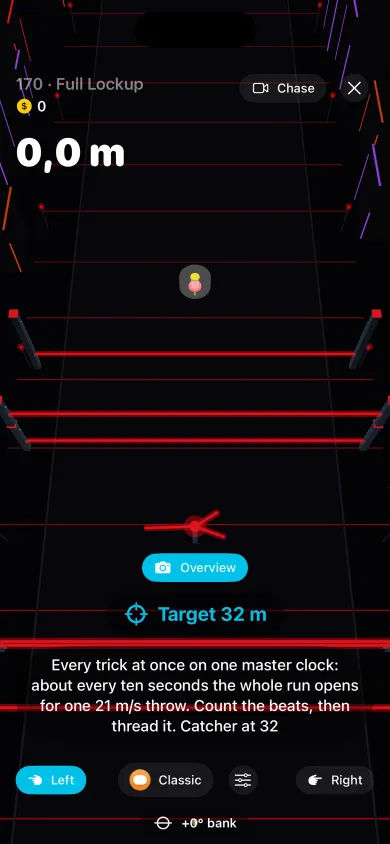The overview camera showing a dark level guarded by red laser beams